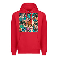 Red western cowgirl seamless pattern Premium Hoodie - BundleAndBundleShop