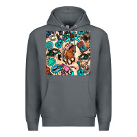 Rock western cowgirl seamless pattern Premium Hoodie - BundleAndBundleShop