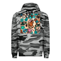 Slate Camo western cowgirl seamless pattern Premium Hoodie - BundleAndBundleShop