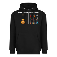 Black Guitars How it Started How It's Going Guitar Players Funny Heavyweight Hoodie - minhPixels