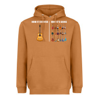 Meerkat Guitars How it Started How It's Going Guitar Players Funny Heavyweight Hoodie - minhPixels