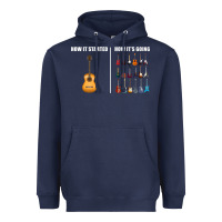Guitars How It Started How It's Going Guitar Players Funny Heavyweight Hoodie | Teevron