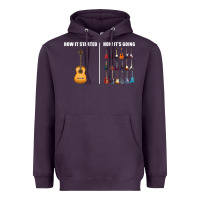 Plum Guitars How it Started How It's Going Guitar Players Funny Heavyweight Hoodie - minhPixels