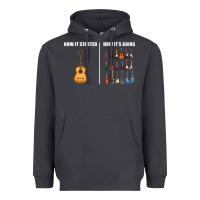 Smoke Guitars How it Started How It's Going Guitar Players Funny Heavyweight Hoodie - minhPixels