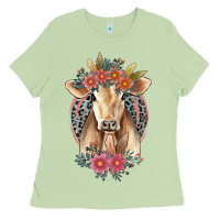 Matcha flower cow Ladies Tee - Jasminsmagicworld