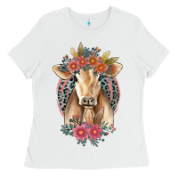 White flower cow Ladies Tee - Jasminsmagicworld