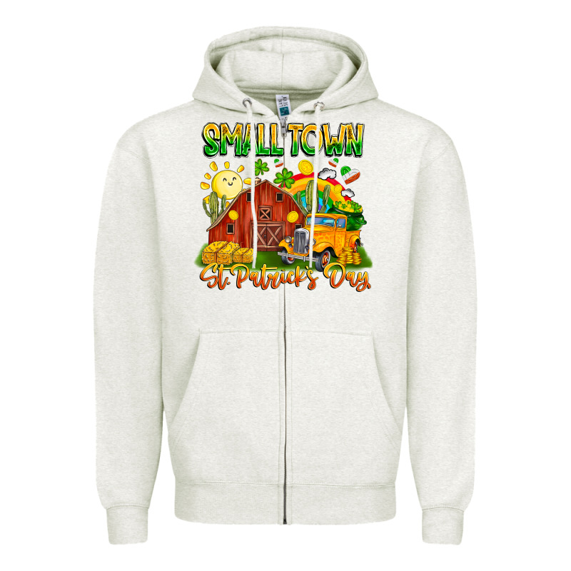 Small Town St Patrick's Day Zipper Hoodie by CowhideDigitalArt | Teevron