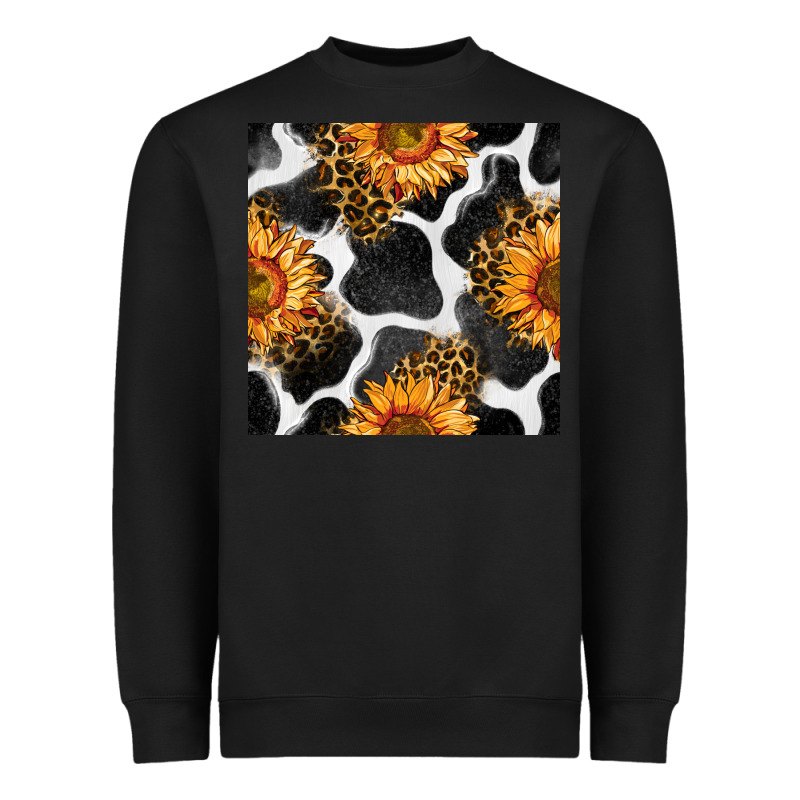 Cowhide Leopard Sunflower Seamless Pattern Heavyweight Sweatshirt by BundleAndBundleShop | Teevron