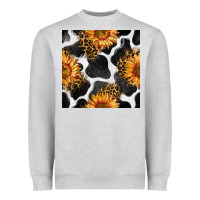 Heather Grey cowhide leopard sunflower seamless pattern Heavyweight Sweatshirt - BundleAndBundleShop
