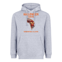 Heather Grey Halloween 1978 Holiday Spooky Myers Pumpkin Haddonfield Heavyweight Hoodie - minhPixels