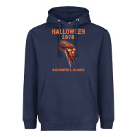 Navy Halloween 1978 Holiday Spooky Myers Pumpkin Haddonfield Heavyweight Hoodie - minhPixels