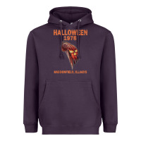 Plum Halloween 1978 Holiday Spooky Myers Pumpkin Haddonfield Heavyweight Hoodie - minhPixels