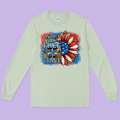Patriotic Sunflower Land Of The Free Long Sleeve Tee Designed By Jasminsmagicworld