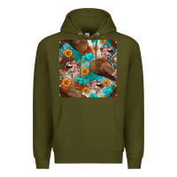 Army Green western cowboy hat seamless pattern Premium Hoodie - BundleAndBundleShop