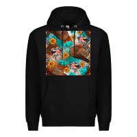 Black western cowboy hat seamless pattern Premium Hoodie - BundleAndBundleShop