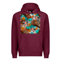 Burgundy western cowboy hat seamless pattern Premium Hoodie - BundleAndBundleShop
