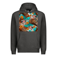 Charcoal Heather western cowboy hat seamless pattern Premium Hoodie - BundleAndBundleShop