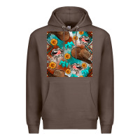 Coffee western cowboy hat seamless pattern Premium Hoodie - BundleAndBundleShop