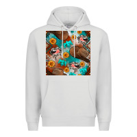 Dove Grey western cowboy hat seamless pattern Premium Hoodie - BundleAndBundleShop