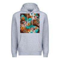 Heather Grey western cowboy hat seamless pattern Premium Hoodie - BundleAndBundleShop