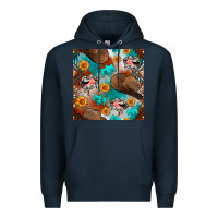 Navy western cowboy hat seamless pattern Premium Hoodie - BundleAndBundleShop