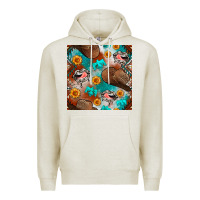 Oatmeal Heather western cowboy hat seamless pattern Premium Hoodie - BundleAndBundleShop