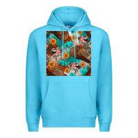 Ocean Blue western cowboy hat seamless pattern Premium Hoodie - BundleAndBundleShop