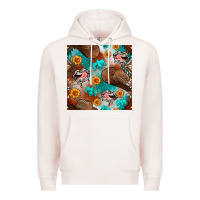 Pale Pink western cowboy hat seamless pattern Premium Hoodie - BundleAndBundleShop