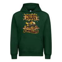 Forest Green Kids Atv Outfit 4 Wheeler Mudding Gift- Boys Four Wheeler Urban Hoodie - minhPixels