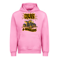 Fuchsia Pink Kids Atv Outfit 4 Wheeler Mudding Gift- Boys Four Wheeler Urban Hoodie - minhPixels