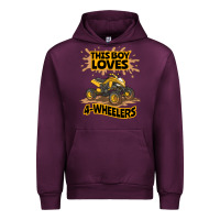 Mauve Wine Kids Atv Outfit 4 Wheeler Mudding Gift- Boys Four Wheeler Urban Hoodie - minhPixels
