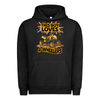 Pigment Black Kids Atv Outfit 4 Wheeler Mudding Gift- Boys Four Wheeler Urban Hoodie - minhPixels