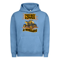 Pigment Pebble Blue Kids Atv Outfit 4 Wheeler Mudding Gift- Boys Four Wheeler Urban Hoodie - minhPixels