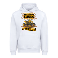 White Kids Atv Outfit 4 Wheeler Mudding Gift- Boys Four Wheeler Urban Hoodie - minhPixels