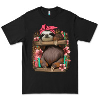 Black cute floral baby sloth Premium Tee - Jasminsmagicworld