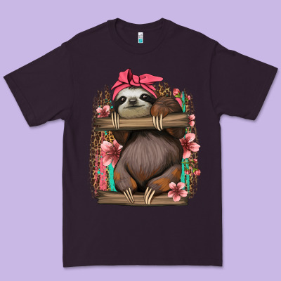 Cute Floral Baby Sloth Premium Tee Designed By Jasminsmagicworld