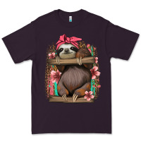 Plum cute floral baby sloth Premium Tee - Jasminsmagicworld