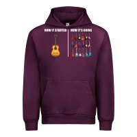Mauve Wine Guitars How it Started How It's Going Guitar Players Funny Urban Hoodie - minhPixels