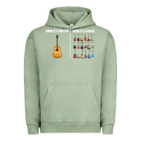 Pigment Oil Green Guitars How it Started How It's Going Guitar Players Funny Urban Hoodie - minhPixels