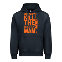 Navy oogeyman halloween horror distressed quote orange Urban Hoodie - minhPixels