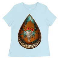 Baby Blue leopard bullskull teardrop earrings Ladies Tee - Jasminsmagicworld