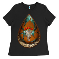 Black leopard bullskull teardrop earrings Ladies Tee - Jasminsmagicworld