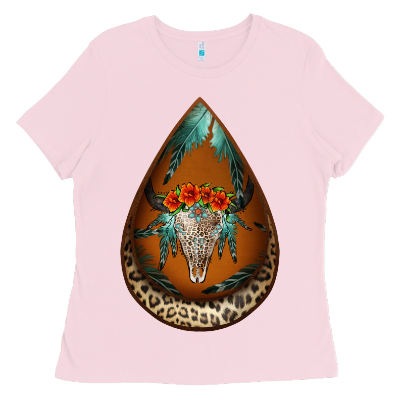 Leopard Bullskull Teardrop Earrings Ladies Tee by Jasminsmagicworld | Teevron