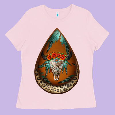 Leopard Bullskull Teardrop Earrings Ladies Tee Designed By Jasminsmagicworld