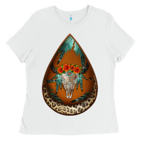 White leopard bullskull teardrop earrings Ladies Tee - Jasminsmagicworld