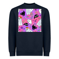 Navy cute ghost halloween seamless pattern Heavyweight Sweatshirt - BundleAndBundleShop