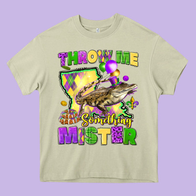Throw Me Something Mister Louisiana Mardi Gras Heavy Core Tee Designed By Lillyallendesigns