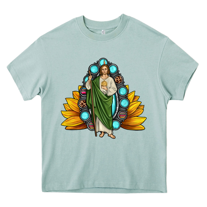 San Judas Gemstone Sunflower Heavy Core Tee by JahusDesignShop | Teevron