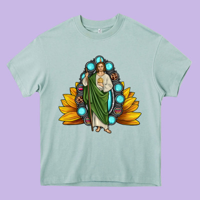 San Judas Gemstone Sunflower Heavy Core Tee Designed By Jahusdesignshop