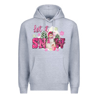 Heather Grey Let It Snow Pink Christmas Premium Hoodie - FaDigitalArtStudio